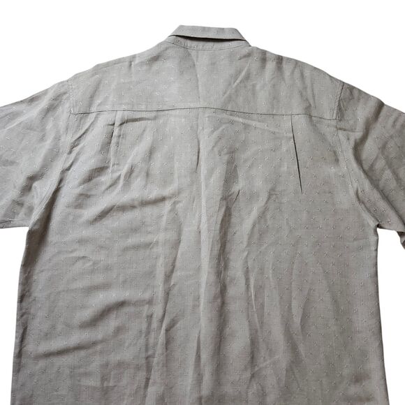 Cubavera Linen Rayon Camp Shirt Mens 2XL Beige Embroidered Panel Short Sleeve - Picture 8 of 8